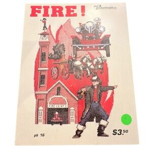 Puckerbrush FIRE! Fireman Firehouse Cross Stitch Pattern Chart PB 16 VTG‎ 1986